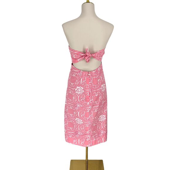 VTG Lilly Pulitzer Iron Maiden Strapless Dress 10 Cotton Pink Floral Butterfly - Picture 7 of 10